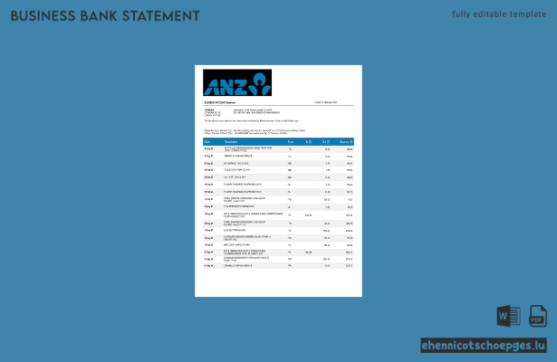 ANZ Bank Unternehmensmitteilung – Beispielansicht (Word und PDF)